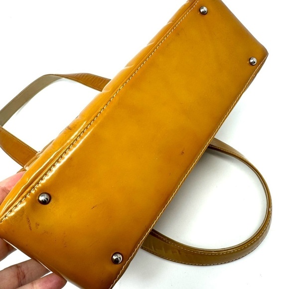 Chanel Chocolate Bar Patent Leather Tote – Brown/Mustard, Card & Dustbag - Picture 5 of 9